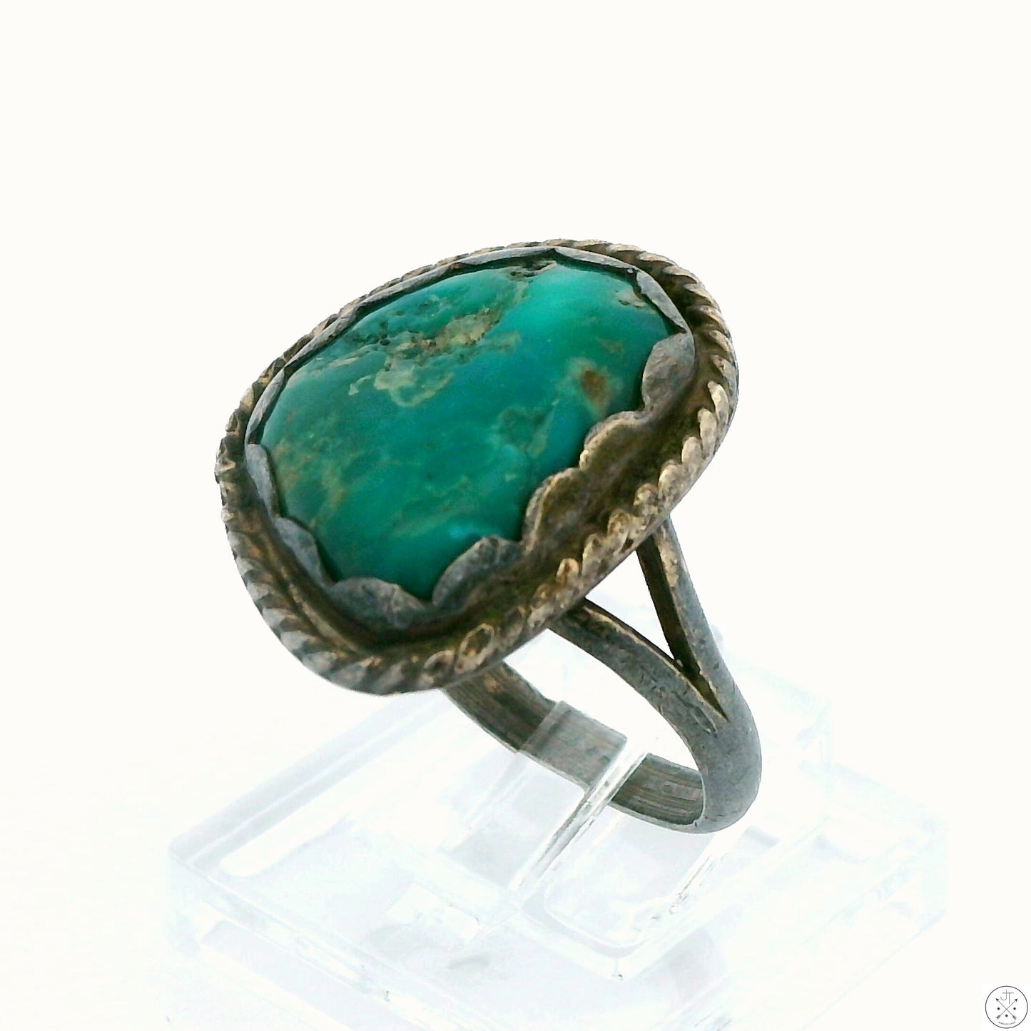 Vintage Sterling Silver Ring with Cerrillos Mine Turquoise Size 6.75
