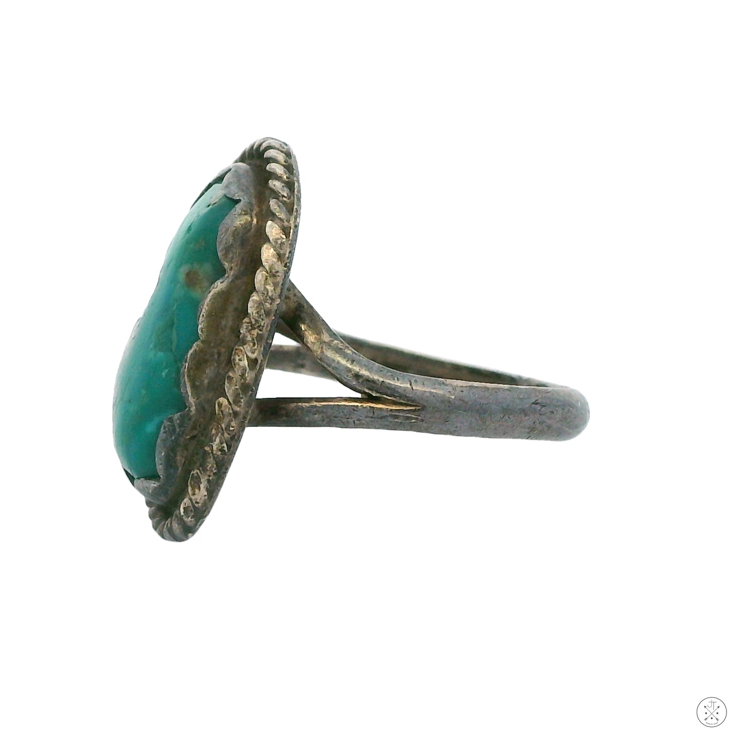 Vintage Sterling Silver Ring with Cerrillos Mine Turquoise Size 6.75