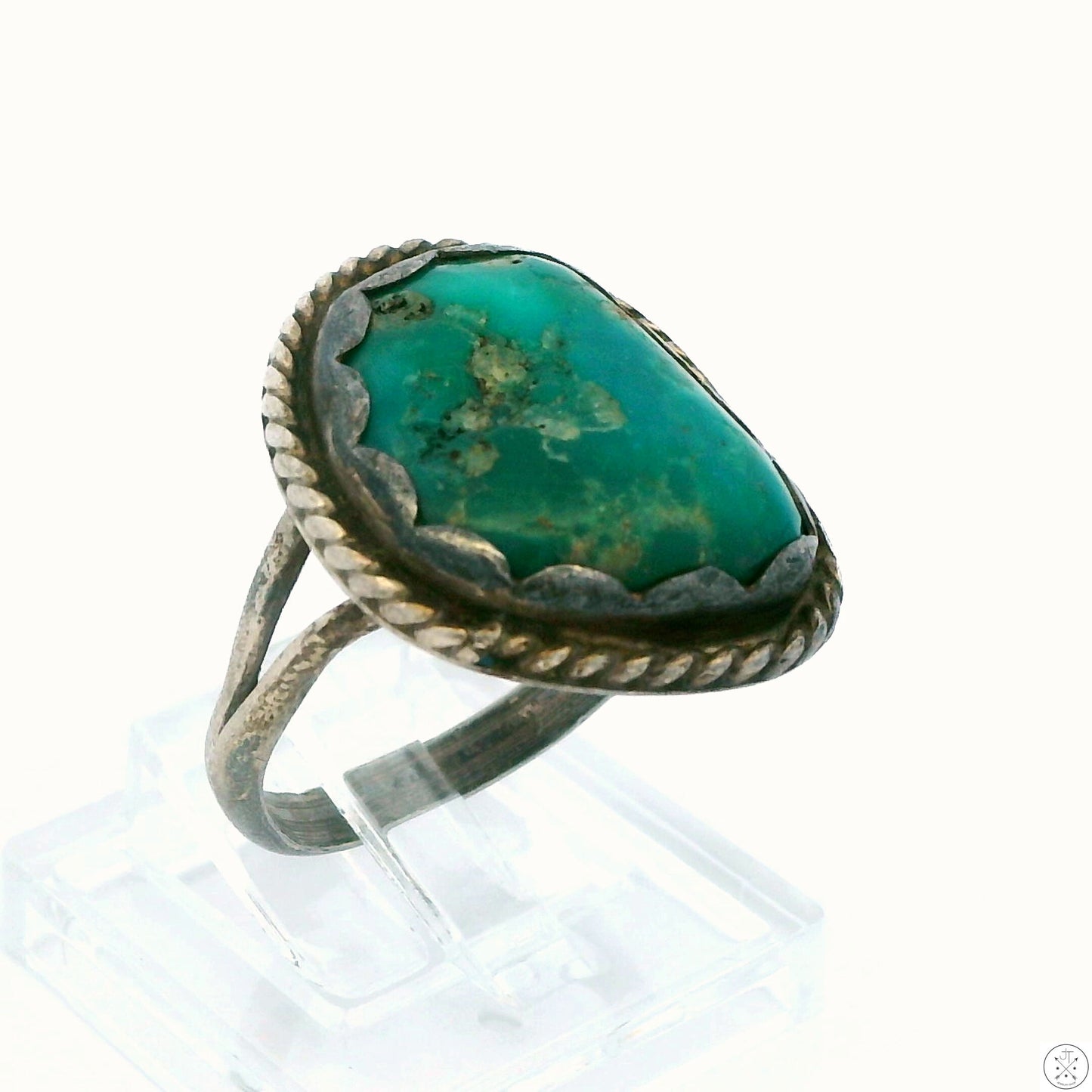Vintage Sterling Silver Ring with Cerrillos Mine Turquoise Size 6.75