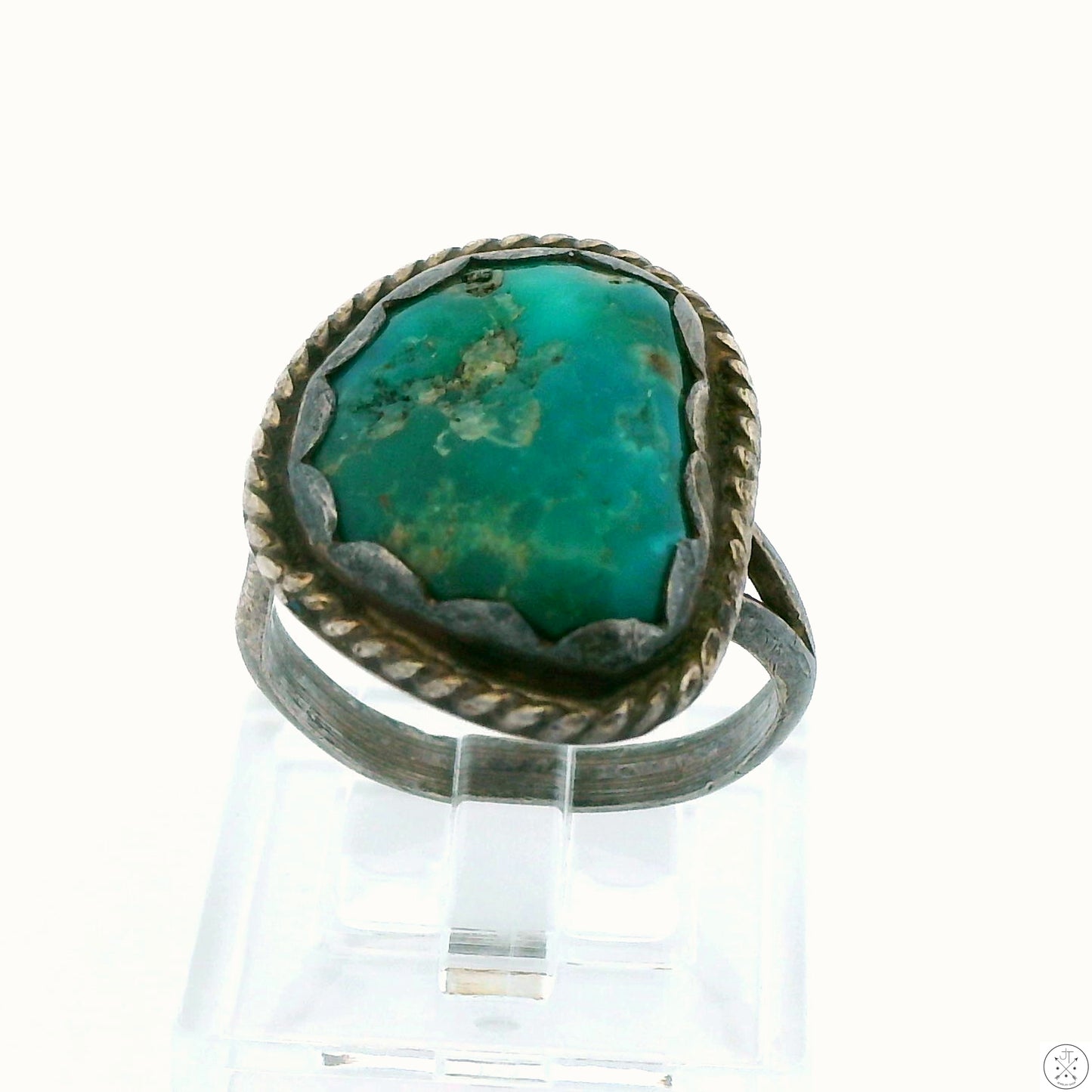 Vintage Sterling Silver Ring with Cerrillos Mine Turquoise Size 6.75