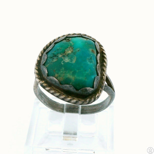 Vintage Sterling Silver Ring with Cerrillos Mine Turquoise Size 6.75
