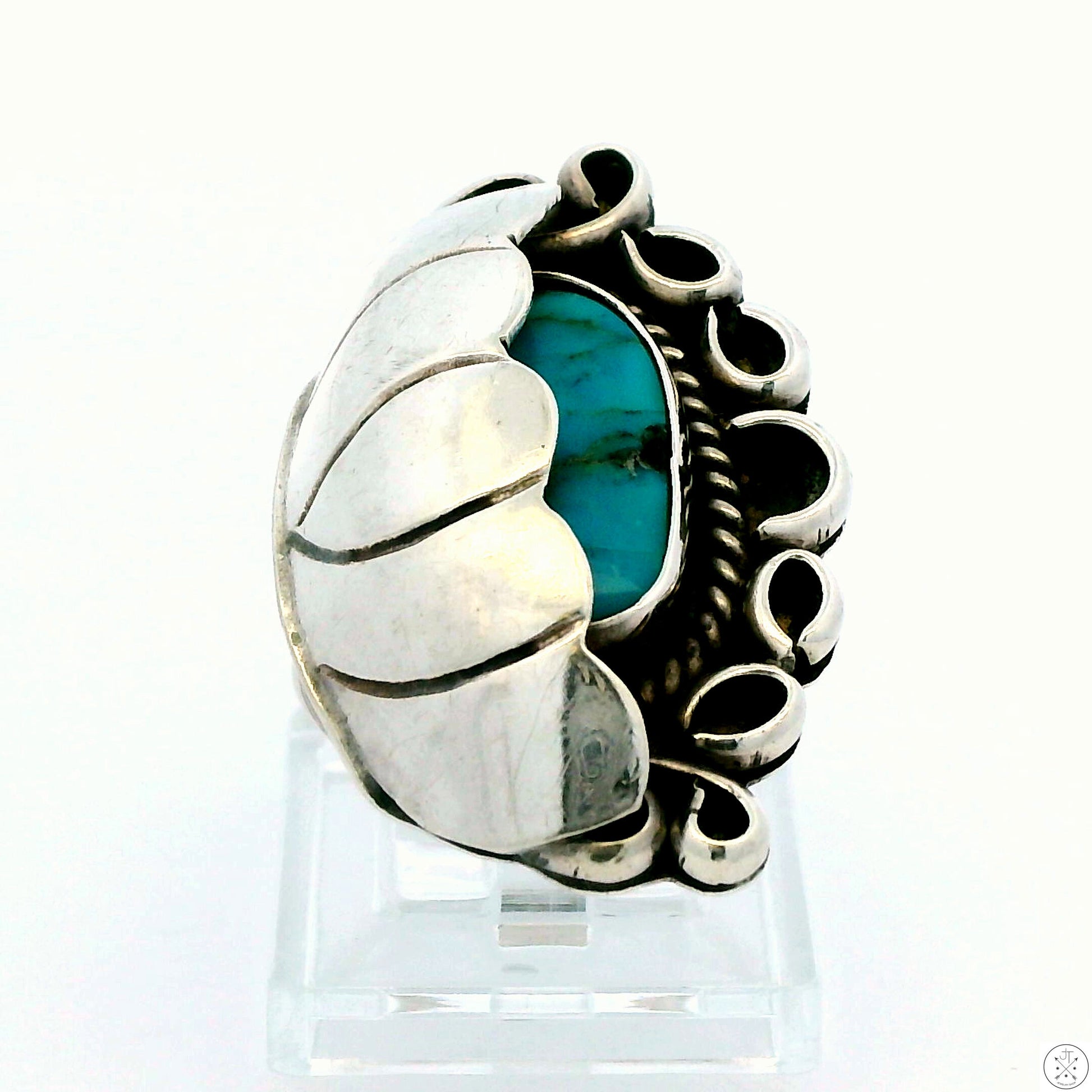 Vintage Sterling Silver Ring with Morenci Turquoise Size 7.25