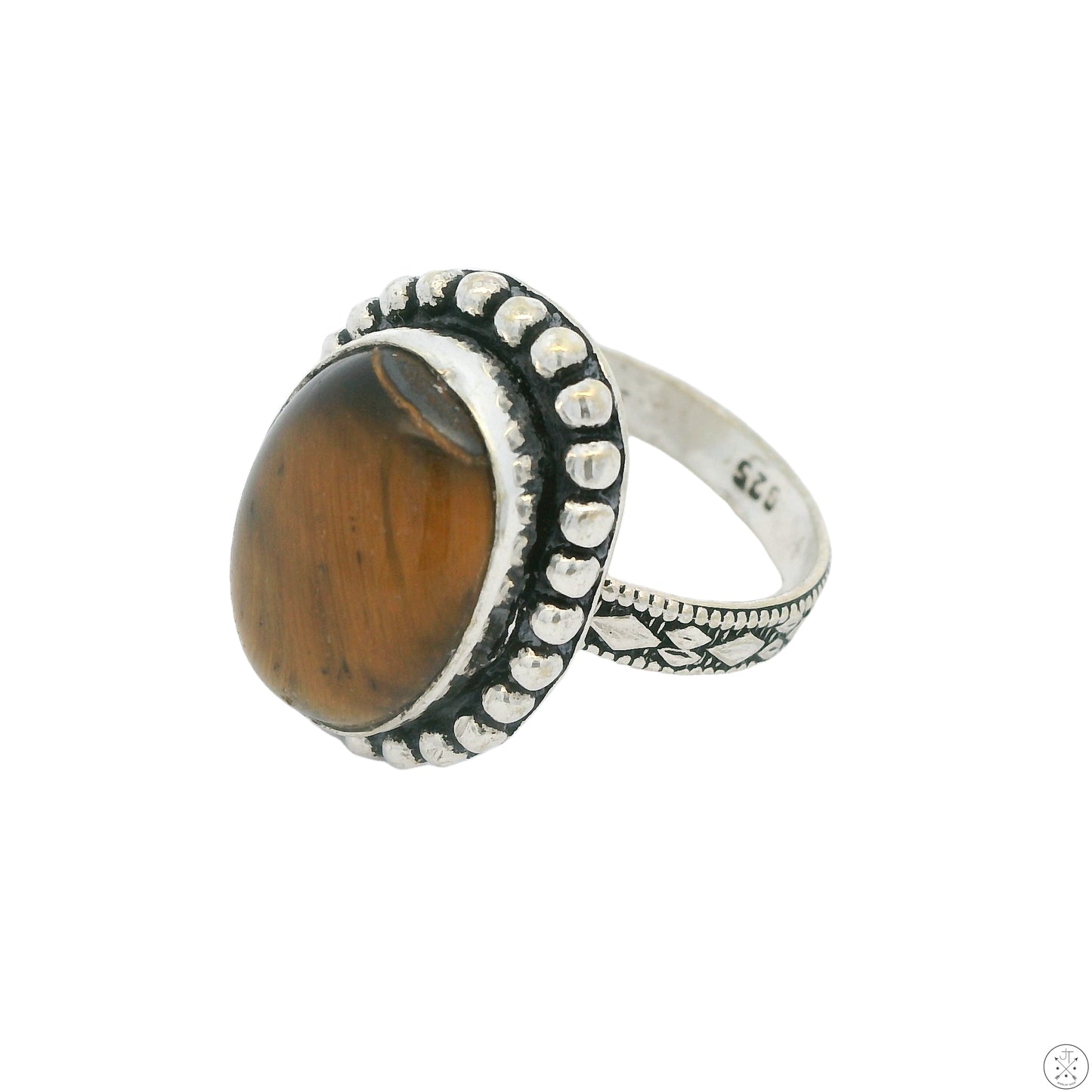 New Sterling Silver Statement Ring with Tigers Eye Size 7