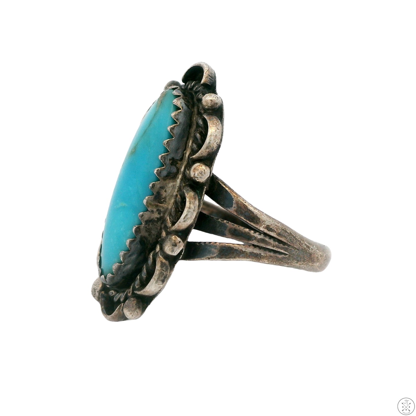 Vintage Sterling Silver Ring with Easter Blue Turquoise Size 5.25