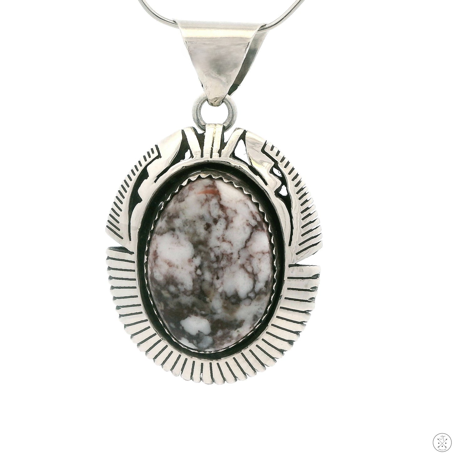 Vintage Sterling Silver Pendant with Wild Horse Magnesite Cabochon