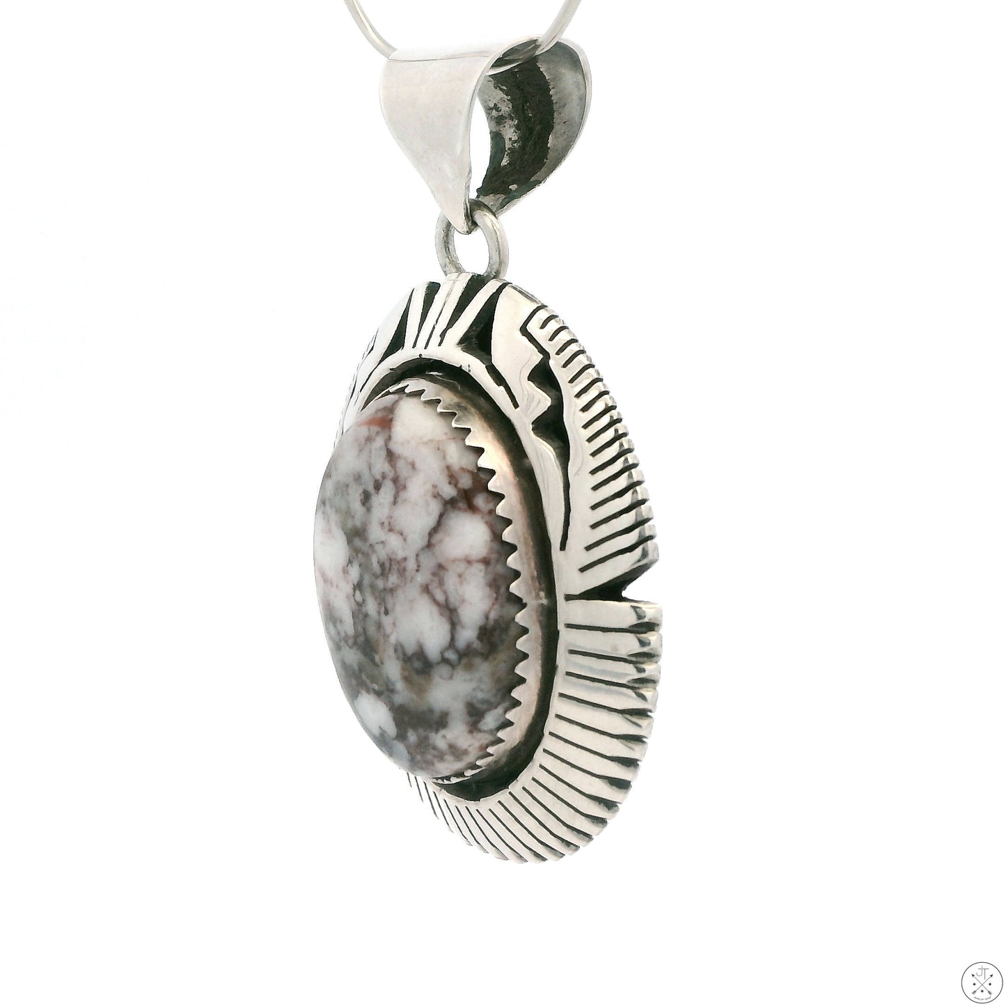 Vintage Sterling Silver Pendant with Wild Horse Magnesite Cabochon