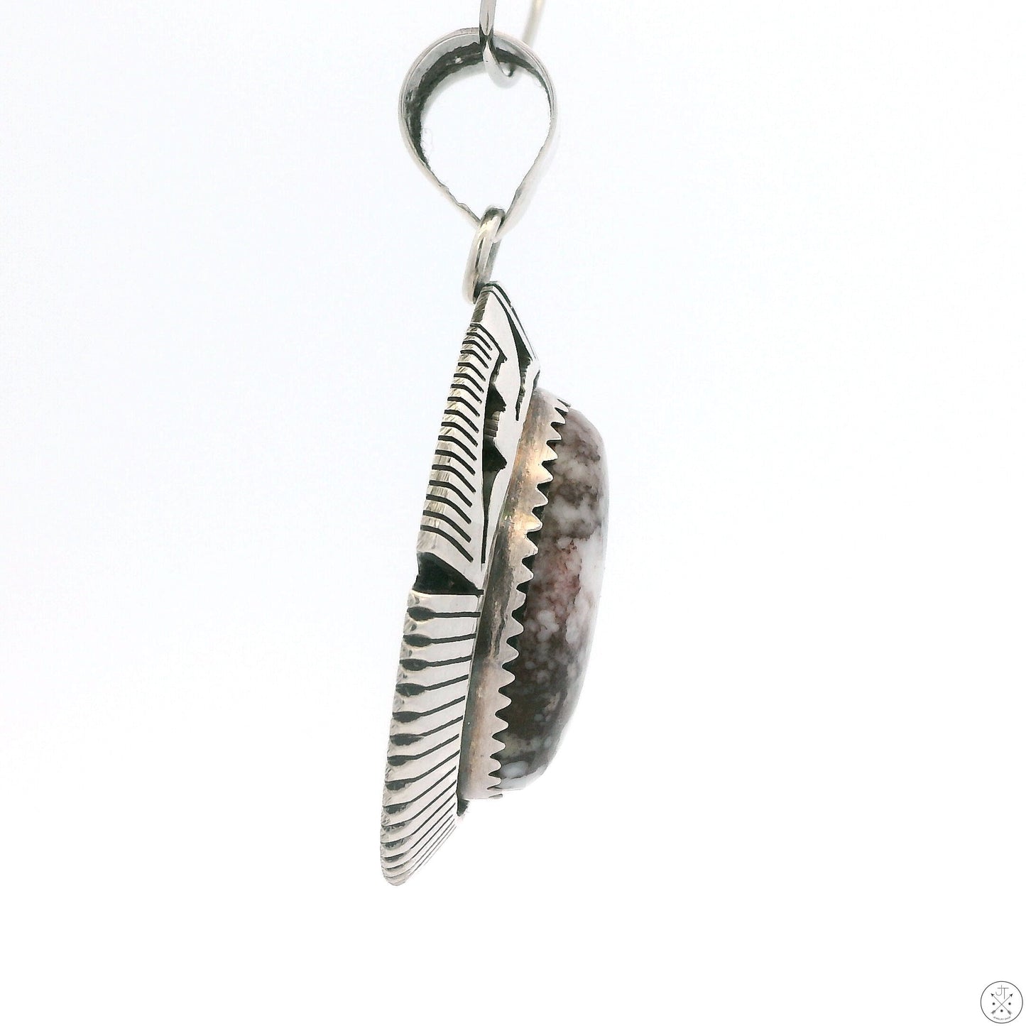 Vintage Sterling Silver Pendant with Wild Horse Magnesite Cabochon