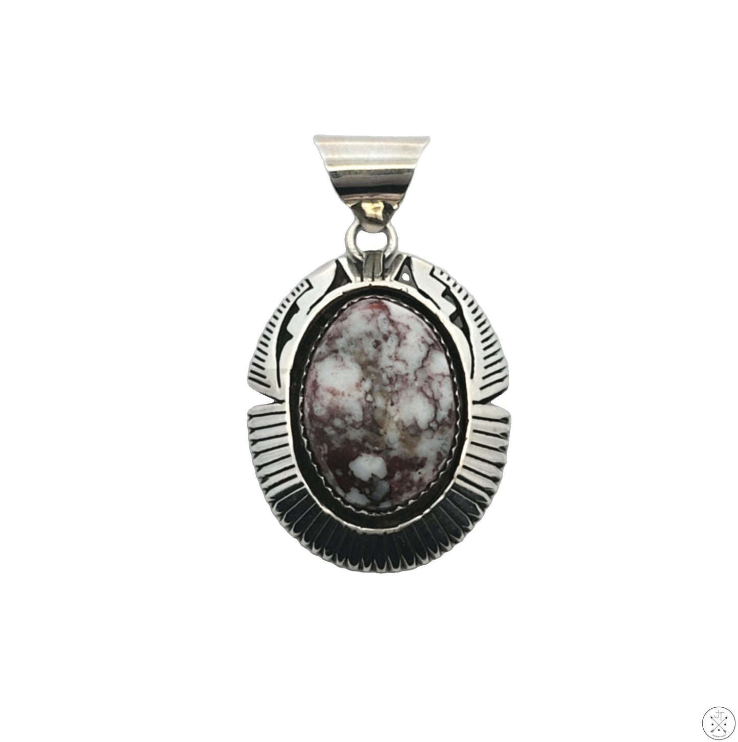 Vintage Sterling Silver Pendant with Wild Horse Magnesite Cabochon