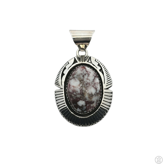 Vintage Sterling Silver Pendant with Wild Horse Magnesite Cabochon
