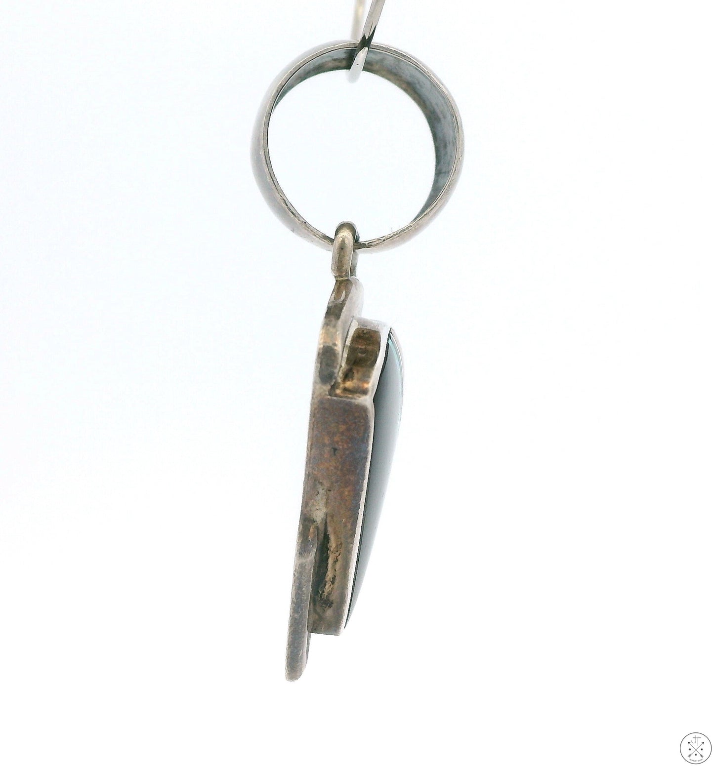 Vintage Navajo Sterling Silver Pendant Signed Albert Francisco Onyx Opal