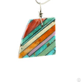 Vintage Kewa Inlay Pendant Signed Joe Reano Sterling Turquoise Oyster Shell Mosaic