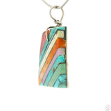 Vintage Kewa Inlay Pendant Signed Joe Reano Sterling Turquoise Oyster Shell Mosaic