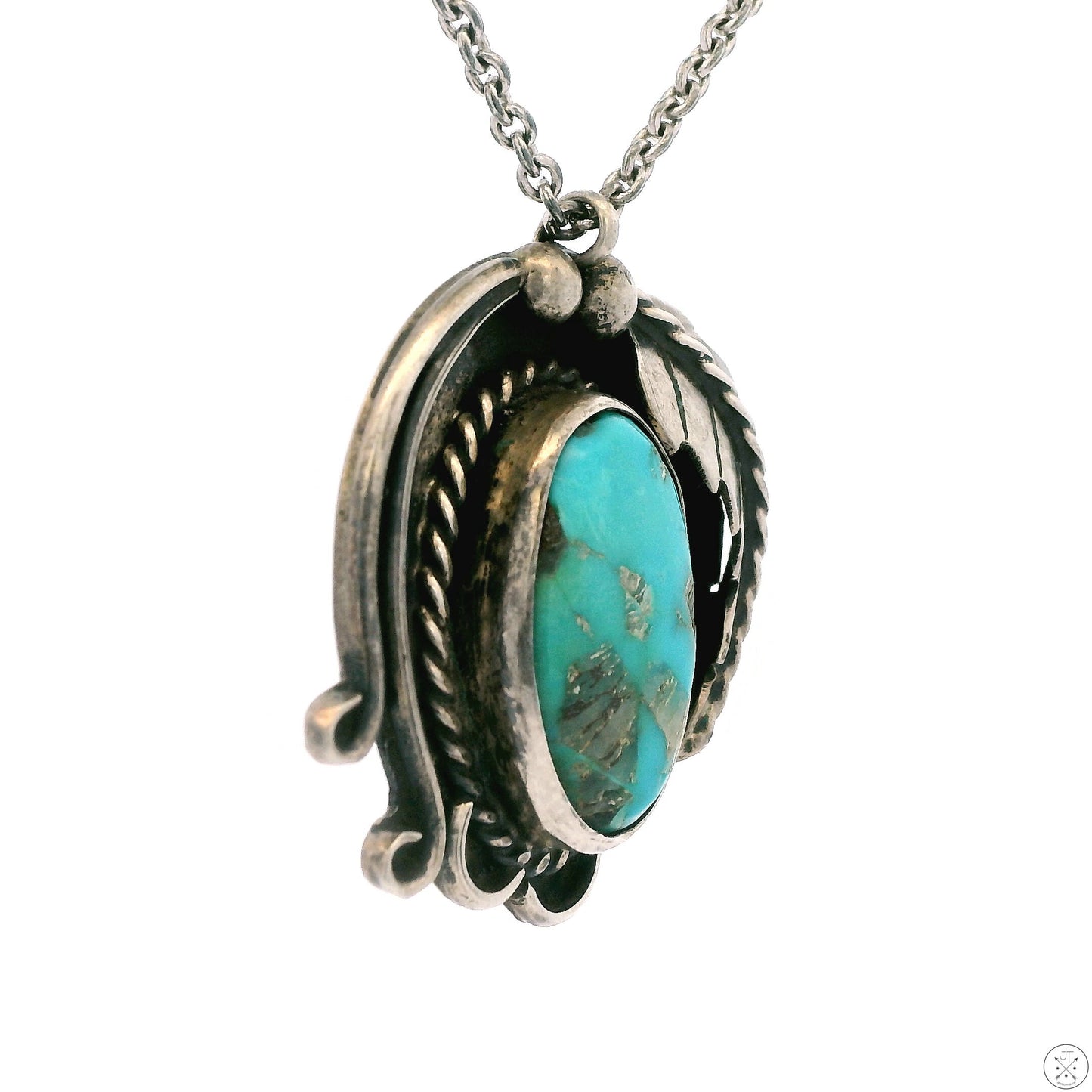 Vintage Zuni Sterling Silver Pendant Signed Lucy Gchachu 24 Inch Necklace