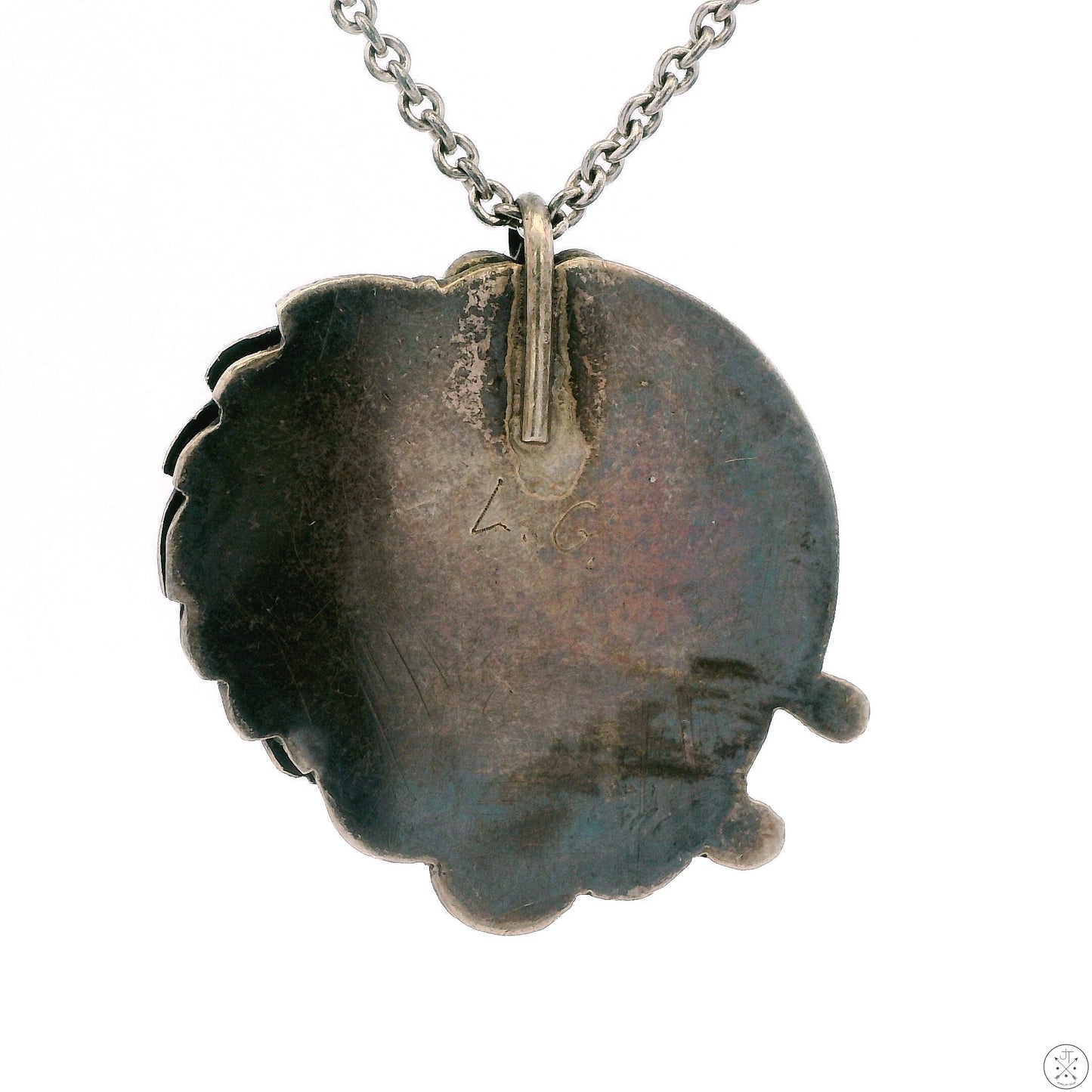 Vintage Zuni Sterling Silver Pendant Signed Lucy Gchachu 24 Inch Necklace