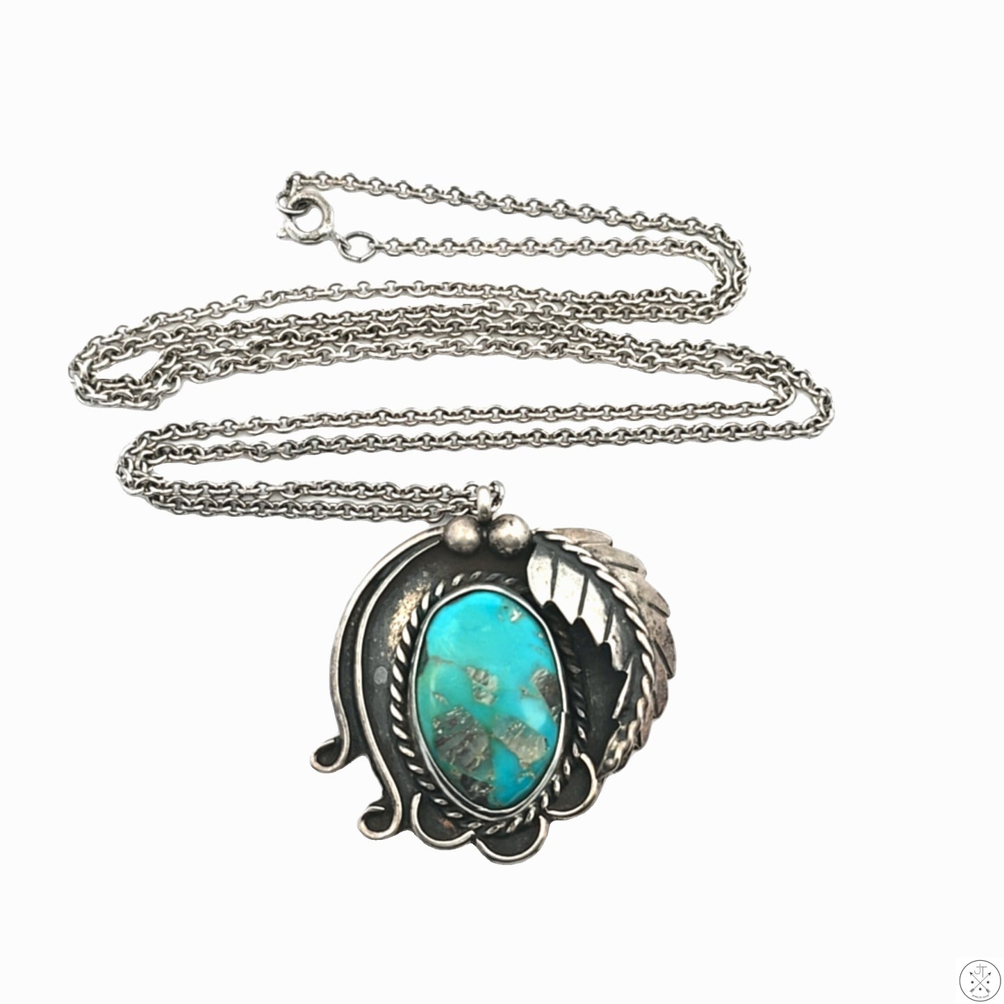 Vintage Zuni Sterling Silver Pendant Signed Lucy Gchachu 24 Inch Necklace