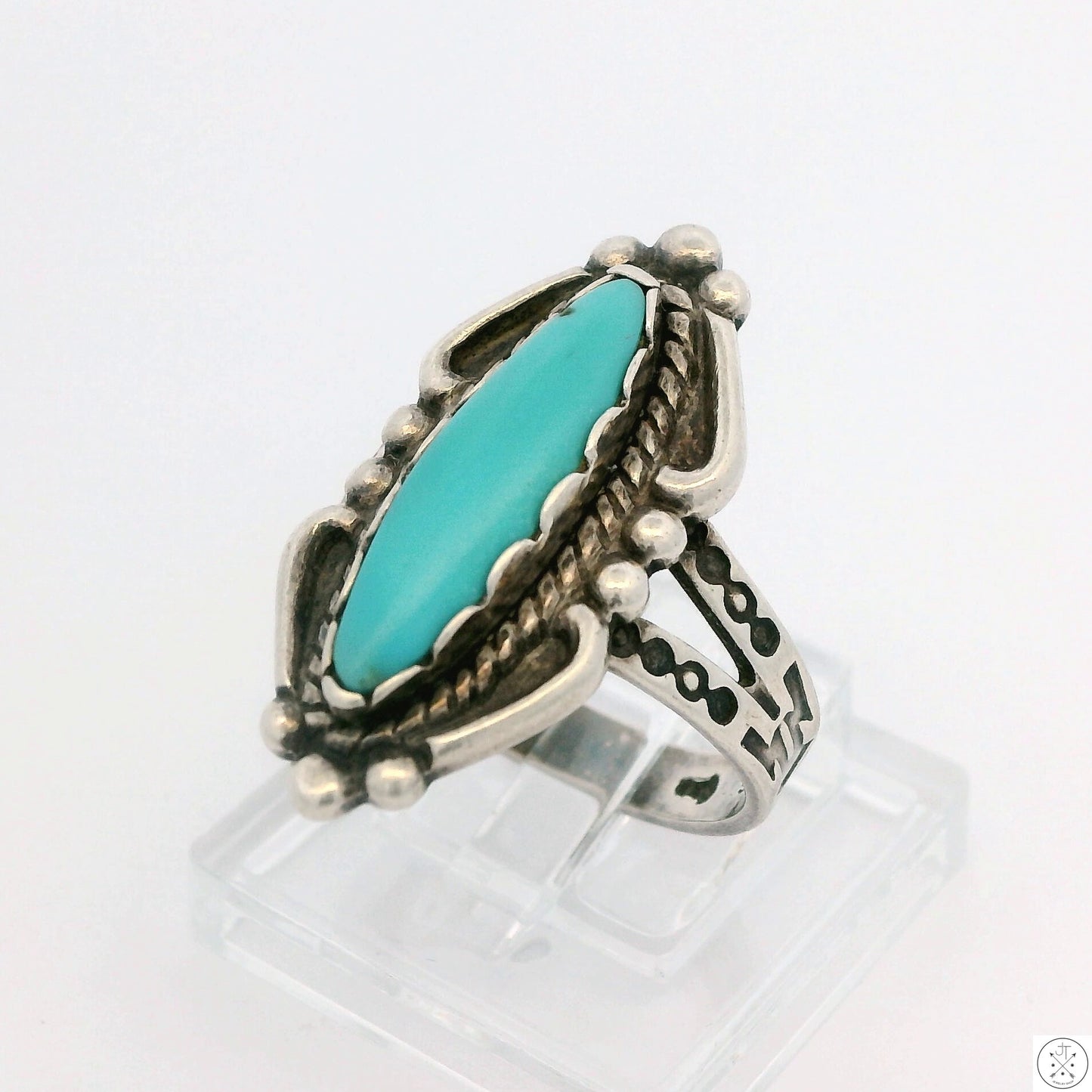 Vintage Maisel's Trading Native American Sterling Silver Ring Turquoise Size 5.5