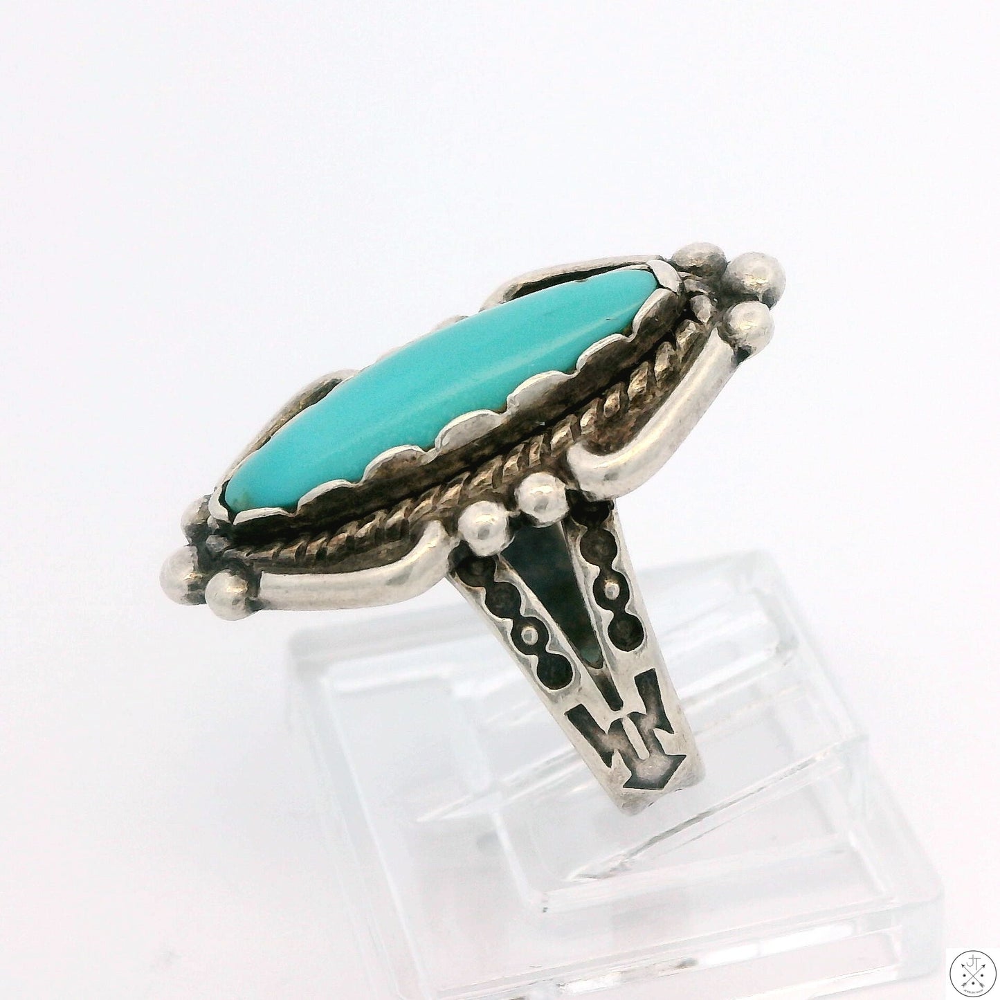 Vintage Maisel's Trading Native American Sterling Silver Ring Turquoise Size 5.5