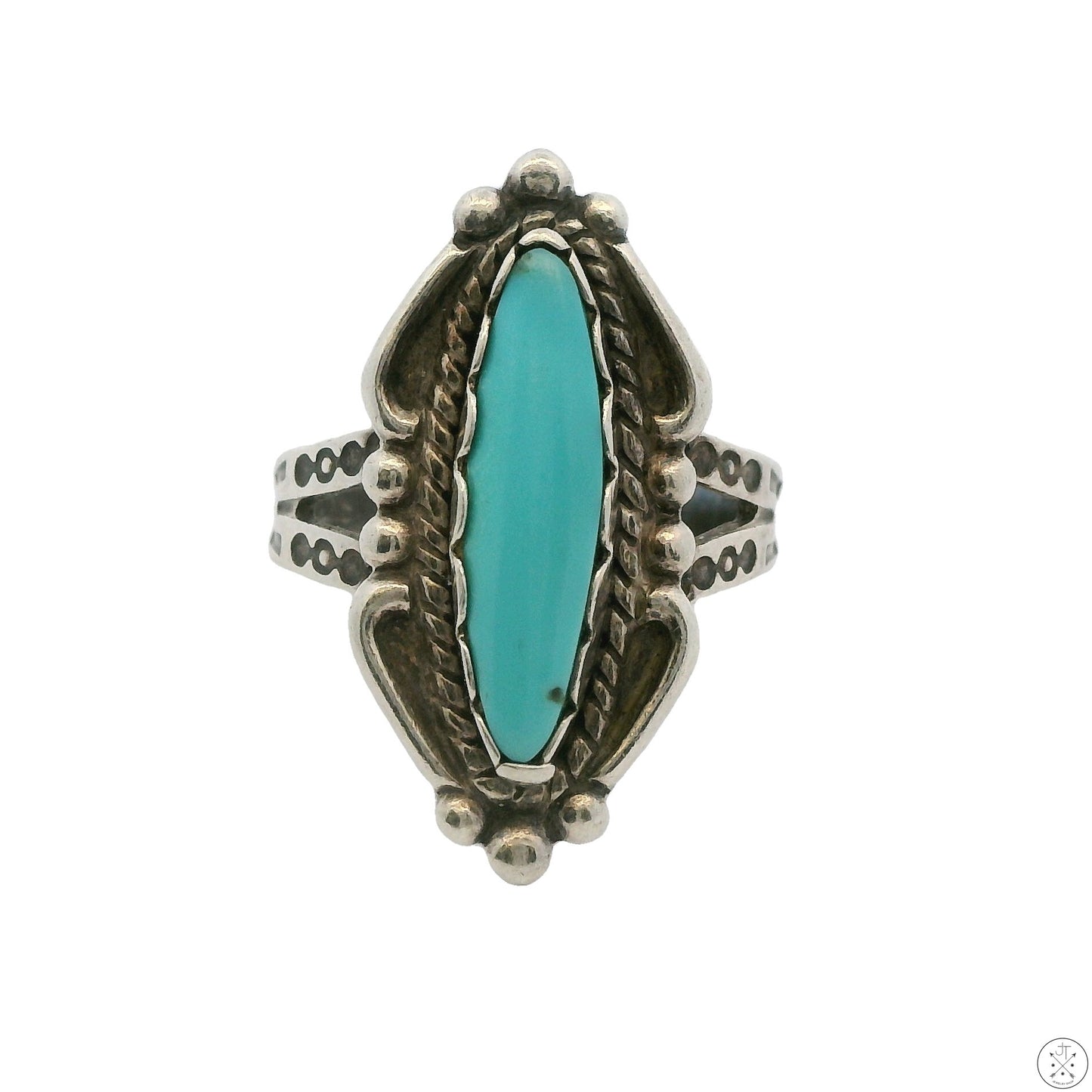 Vintage Maisel's Trading Native American Sterling Silver Ring Turquoise Size 5.5