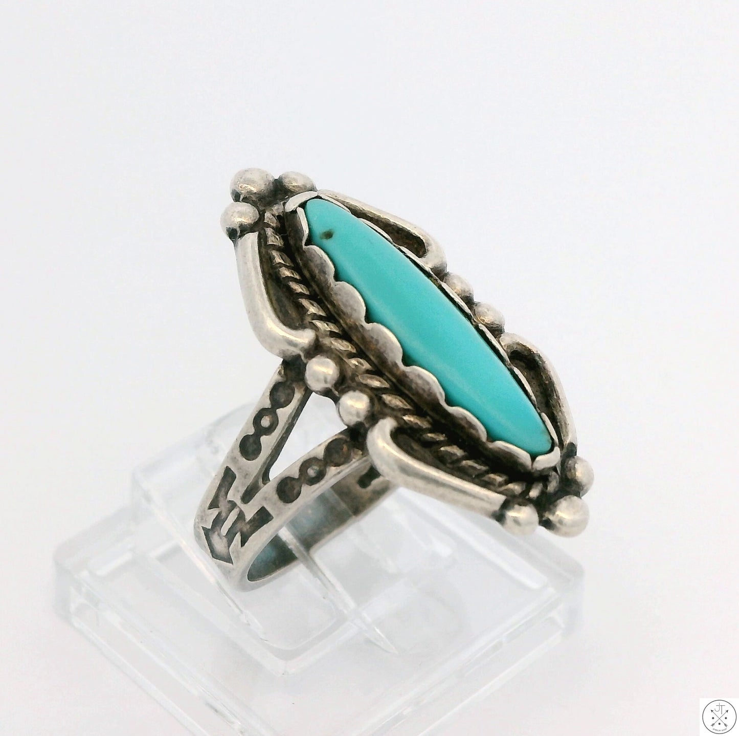 Vintage Maisel's Trading Native American Sterling Silver Ring Turquoise Size 5.5