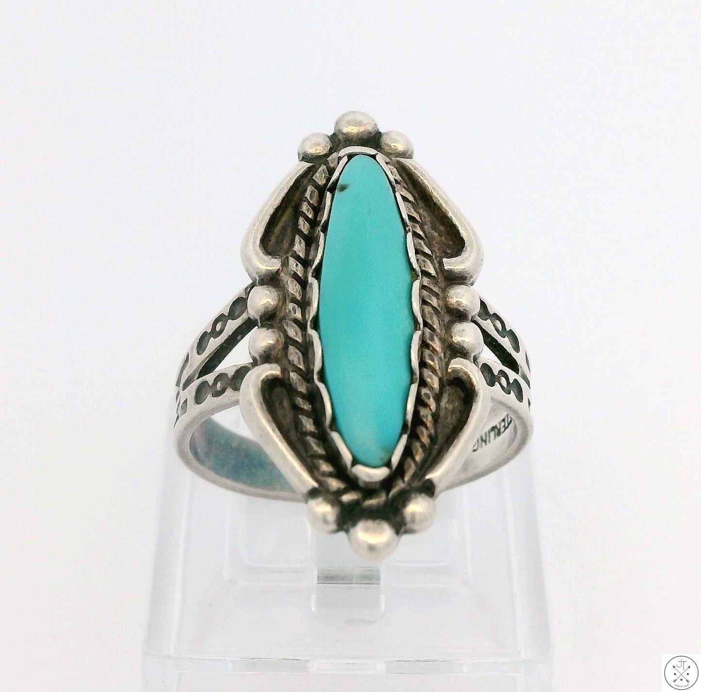Vintage Maisel's Trading Native American Sterling Silver Ring Turquoise Size 5.5