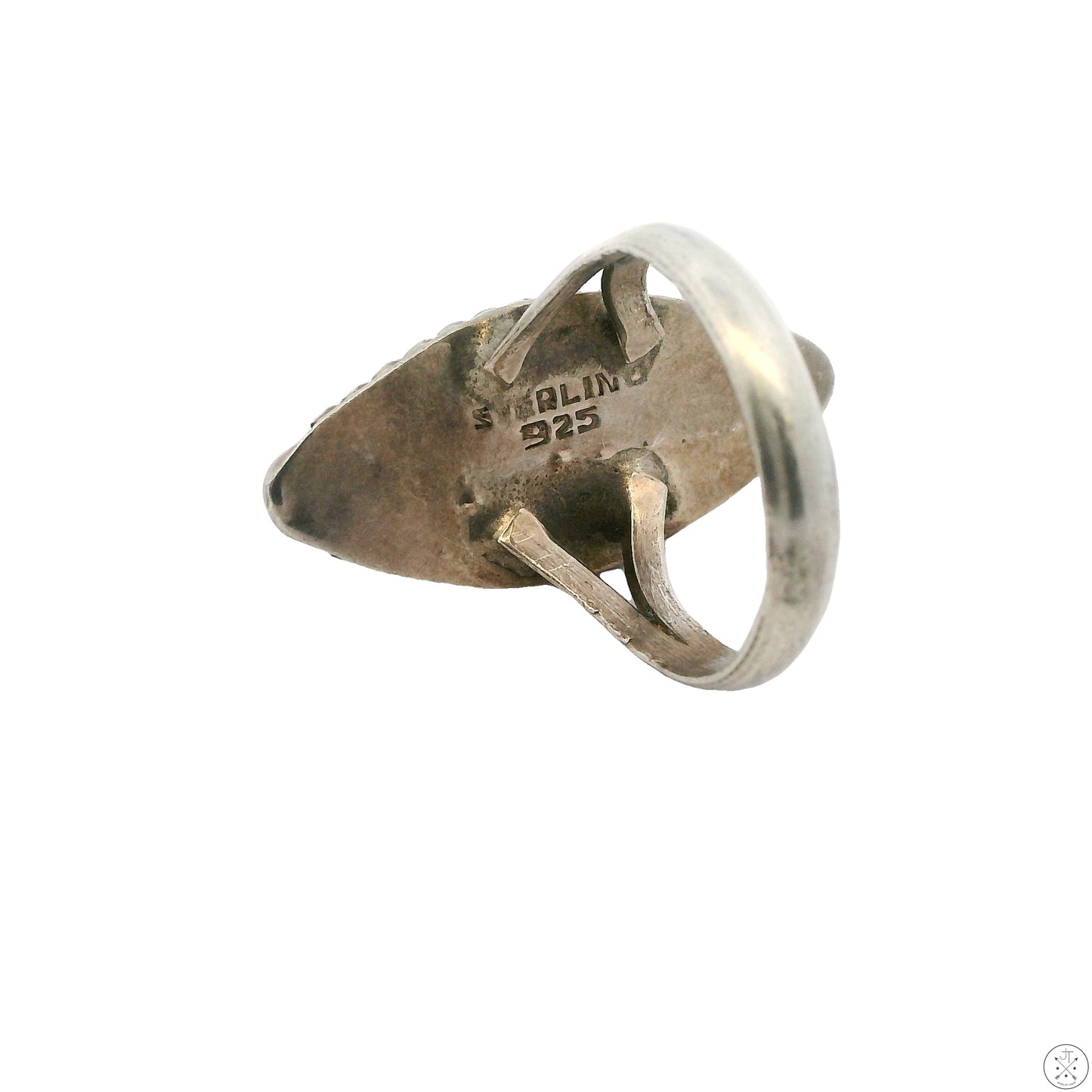 Vintage Sterling Silver Ring with Ammolite Size 6.75 Red Green