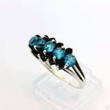 Vintage Sterling Silver Ring with Sapphire and Topaz Size 10
