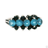 Vintage Sterling Silver Ring with Sapphire and Topaz Size 10