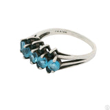 Vintage Sterling Silver Ring with Sapphire and Topaz Size 10
