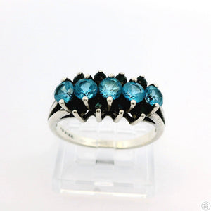 Vintage Sterling Silver Ring with Sapphire and Topaz Size 10