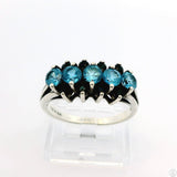Vintage Sterling Silver Ring with Sapphire and Topaz Size 10