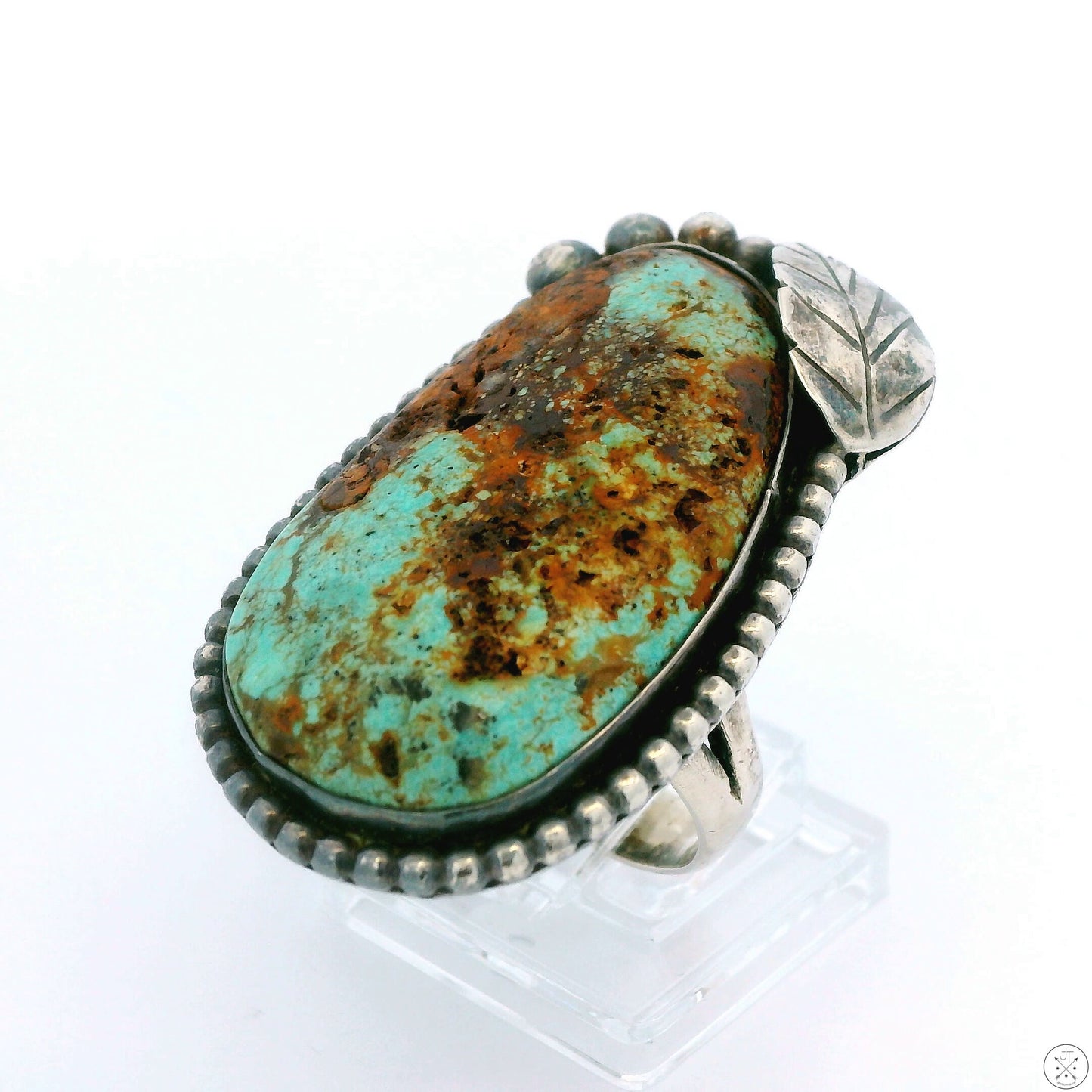 Vintage Sterling Silver Ring with Royston Green Turquoise Matrix Size 9