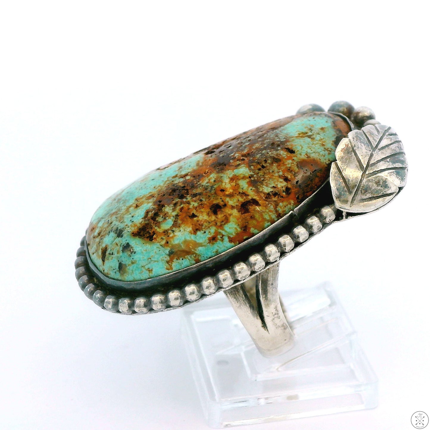 Vintage Sterling Silver Ring with Royston Green Turquoise Matrix Size 9