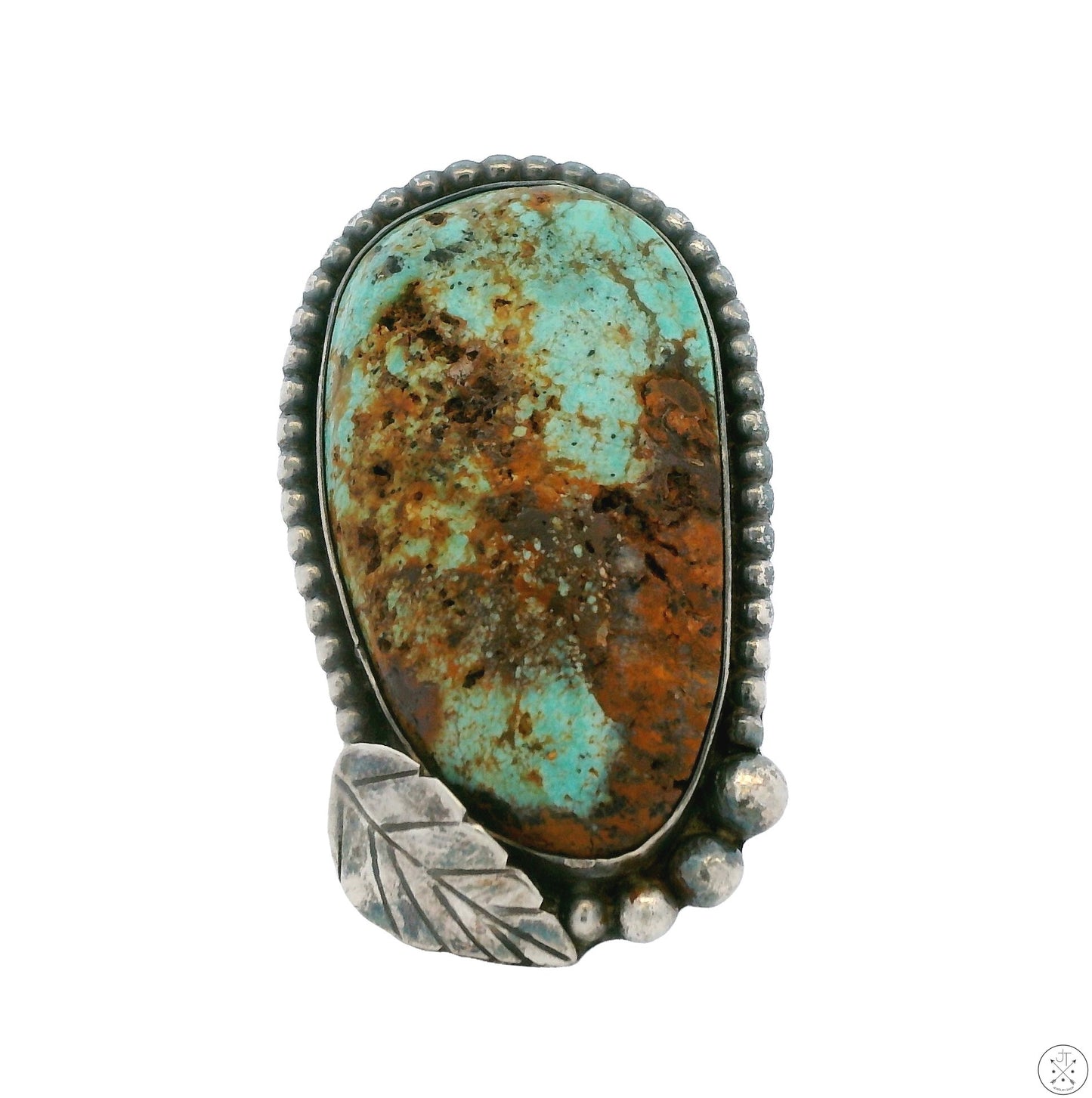 Vintage Sterling Silver Ring with Royston Green Turquoise Matrix Size 9