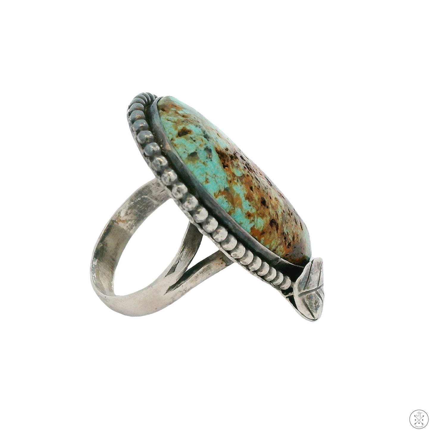 Vintage Sterling Silver Ring with Royston Green Turquoise Matrix Size 9