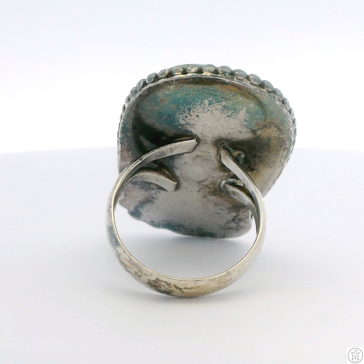 Vintage Sterling Silver Ring with Royston Green Turquoise Matrix Size 9