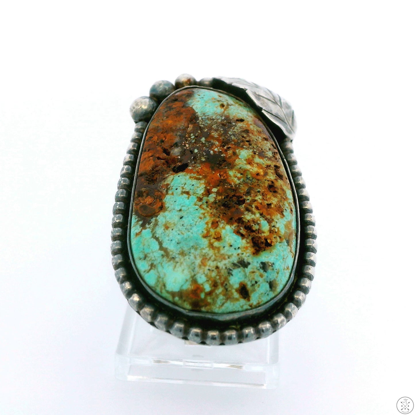 Vintage Sterling Silver Ring with Royston Green Turquoise Matrix Size 9