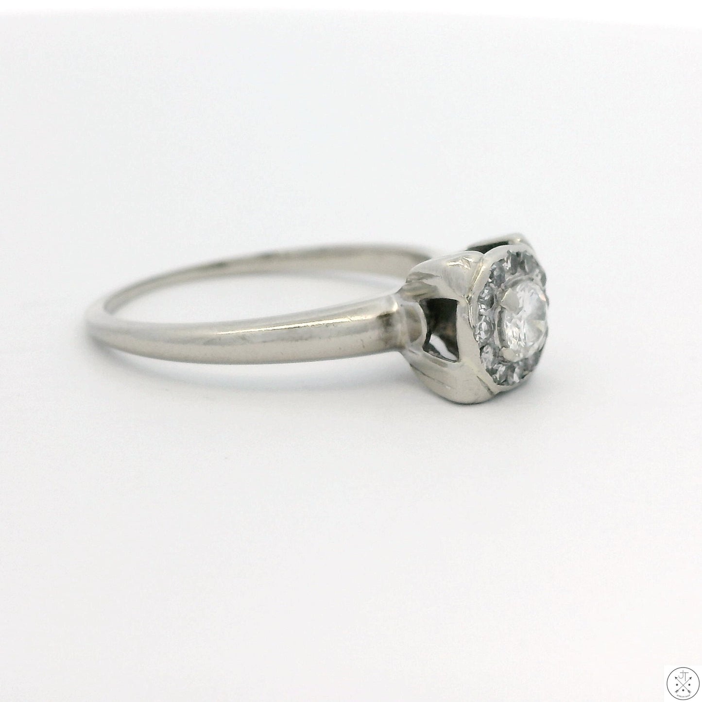 Vintage Karlan & Bleicher 14k White Gold Solitaire Ring 1/3 ctw Natural Diamonds Size 6.75