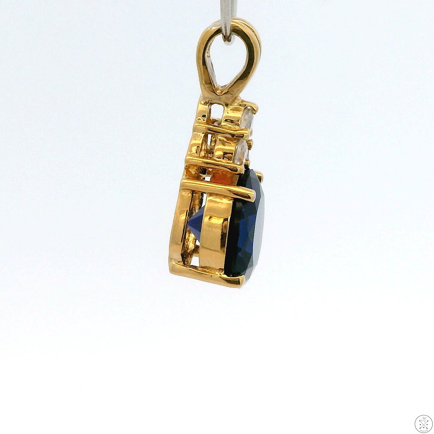14k Gold Over Sterling Silver Pendant with Lab Sapphire