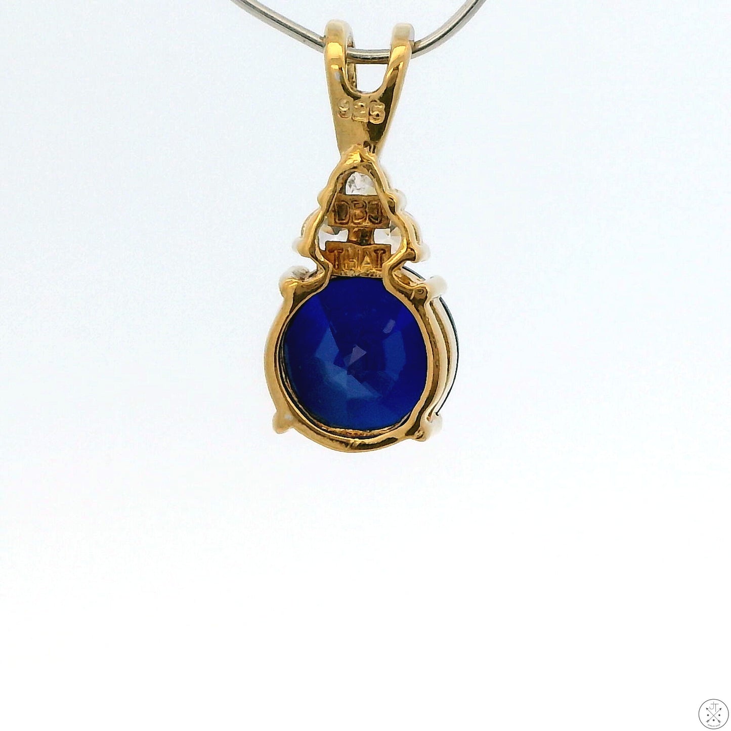 14k Gold Over Sterling Silver Pendant with Lab Sapphire