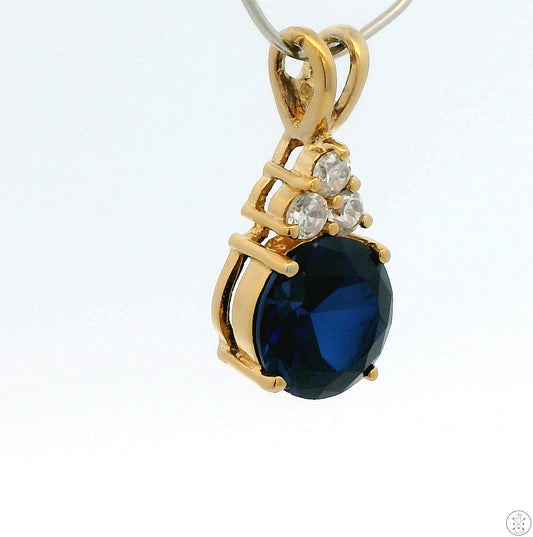14k Gold Over Sterling Silver Pendant with Lab Sapphire