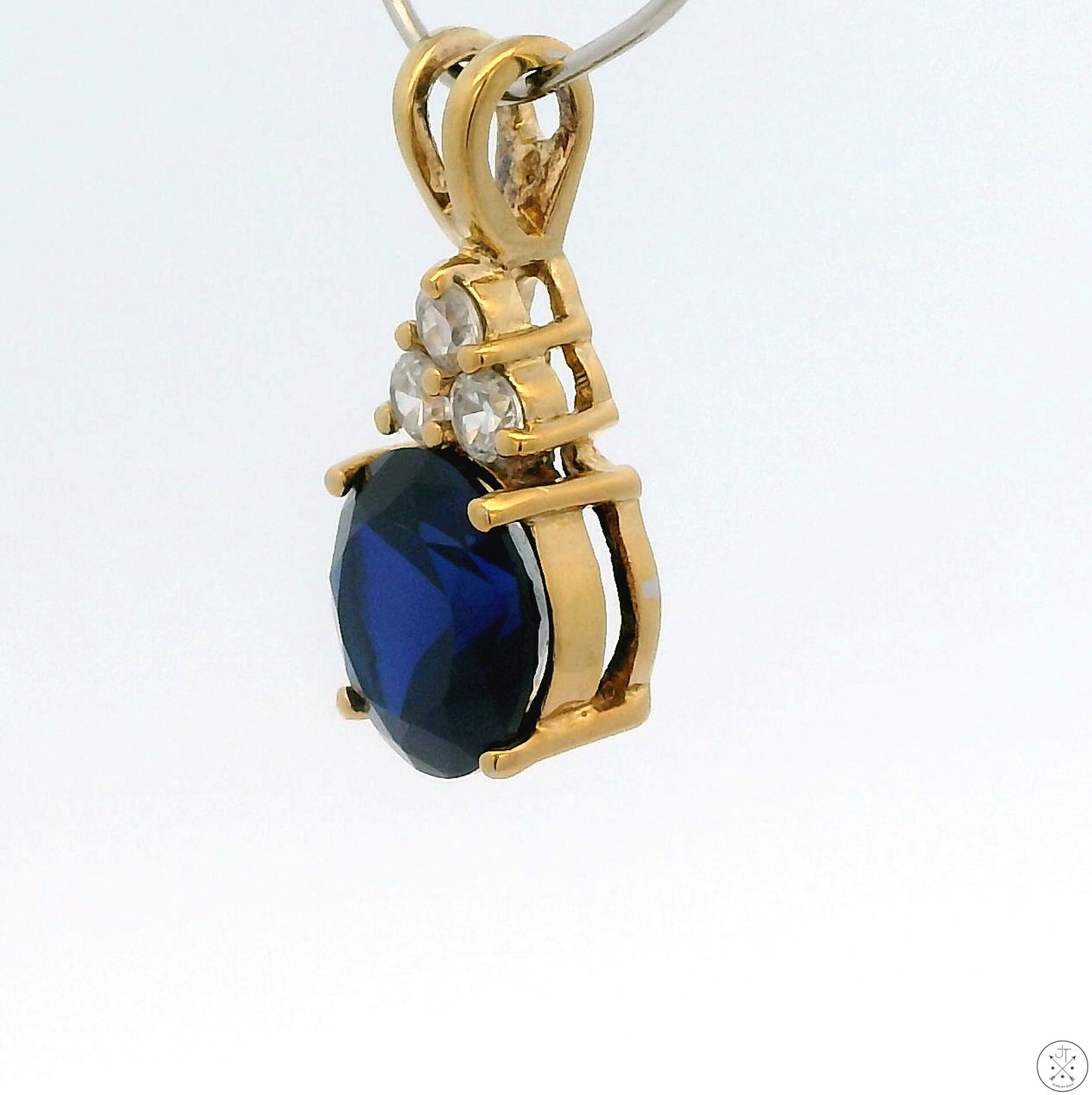 14k Gold Over Sterling Silver Pendant with Lab Sapphire