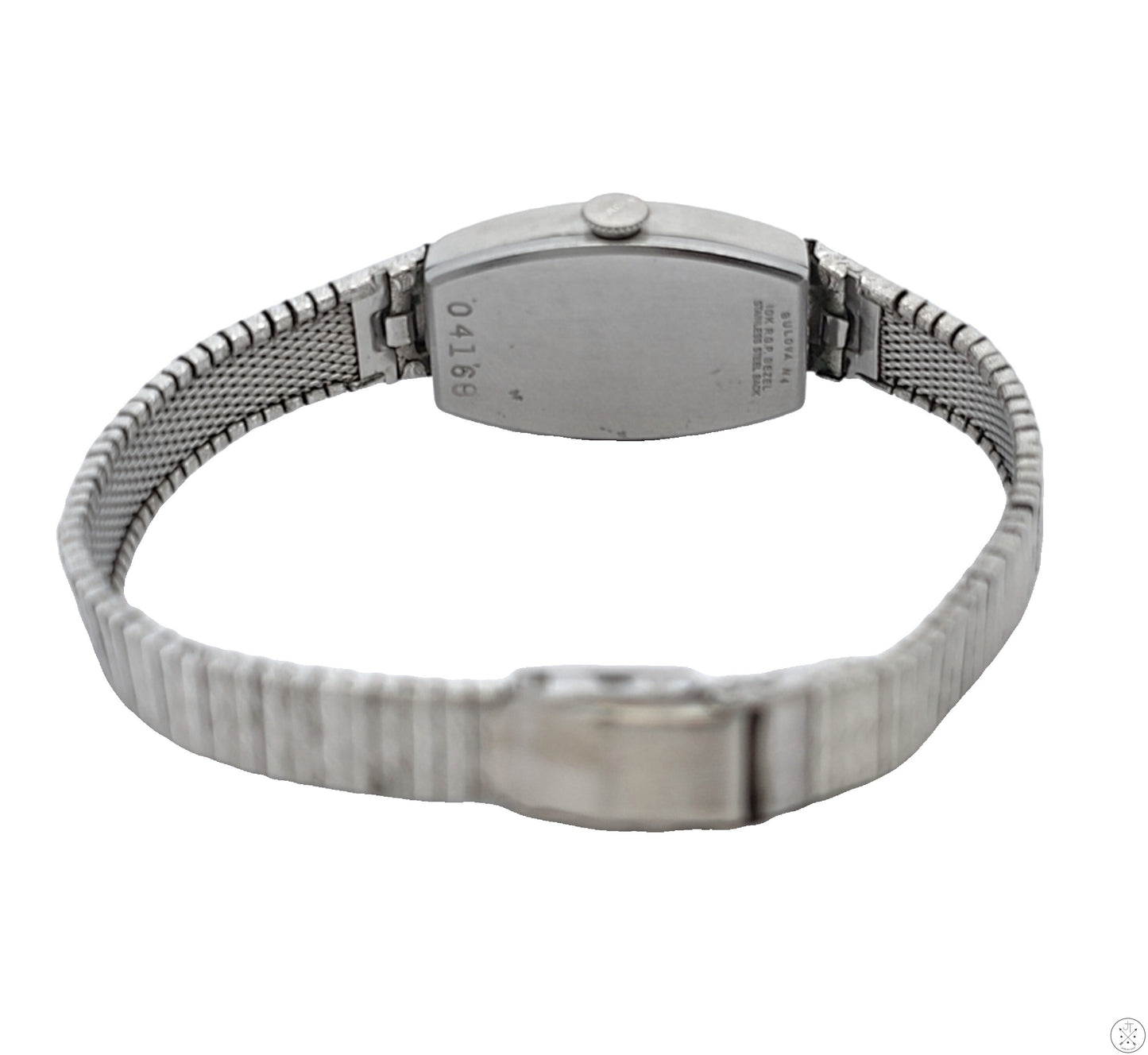 Vintage Bulova White Gold Plated Ladies Wristwatch 17 Jewel Watch Mechanical 7.5in Adjustable