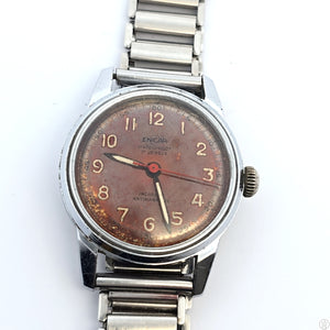 Vintage Enicar Swiss 30 mm Wristwatch 17 J Mechanical 1940s Running 6-9in Adjustable