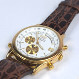 2000 Seiko Quartz 36 mm 6M15 World Timer Alarm Chronograph Calendar Watch Runs 8.5in