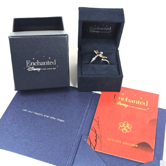 Rare New in Box Disney Sterling Silver Dragonfly Ring Size 11.5 Adjustable Mulan Enchanted