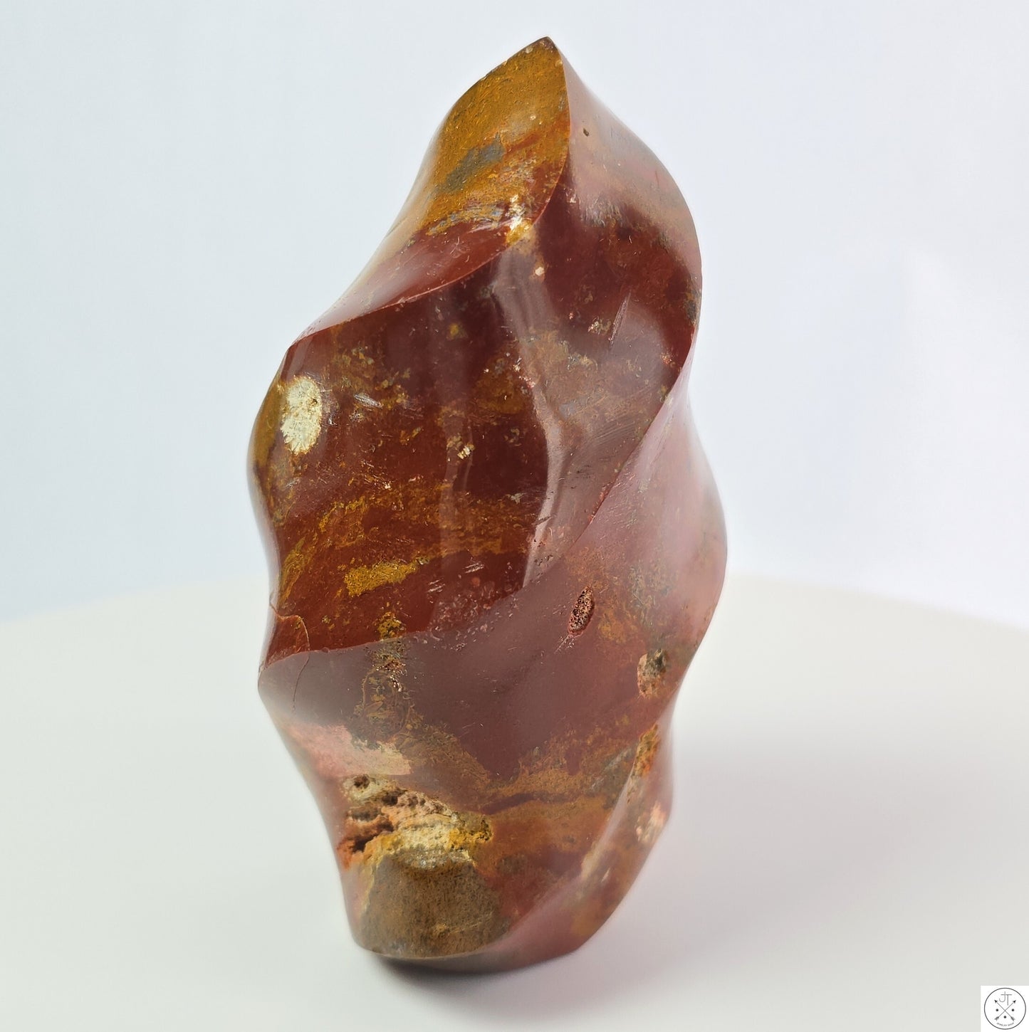 New 675 gram 5 1/4 inch Natural Red Jasper Flame 1.5 lb