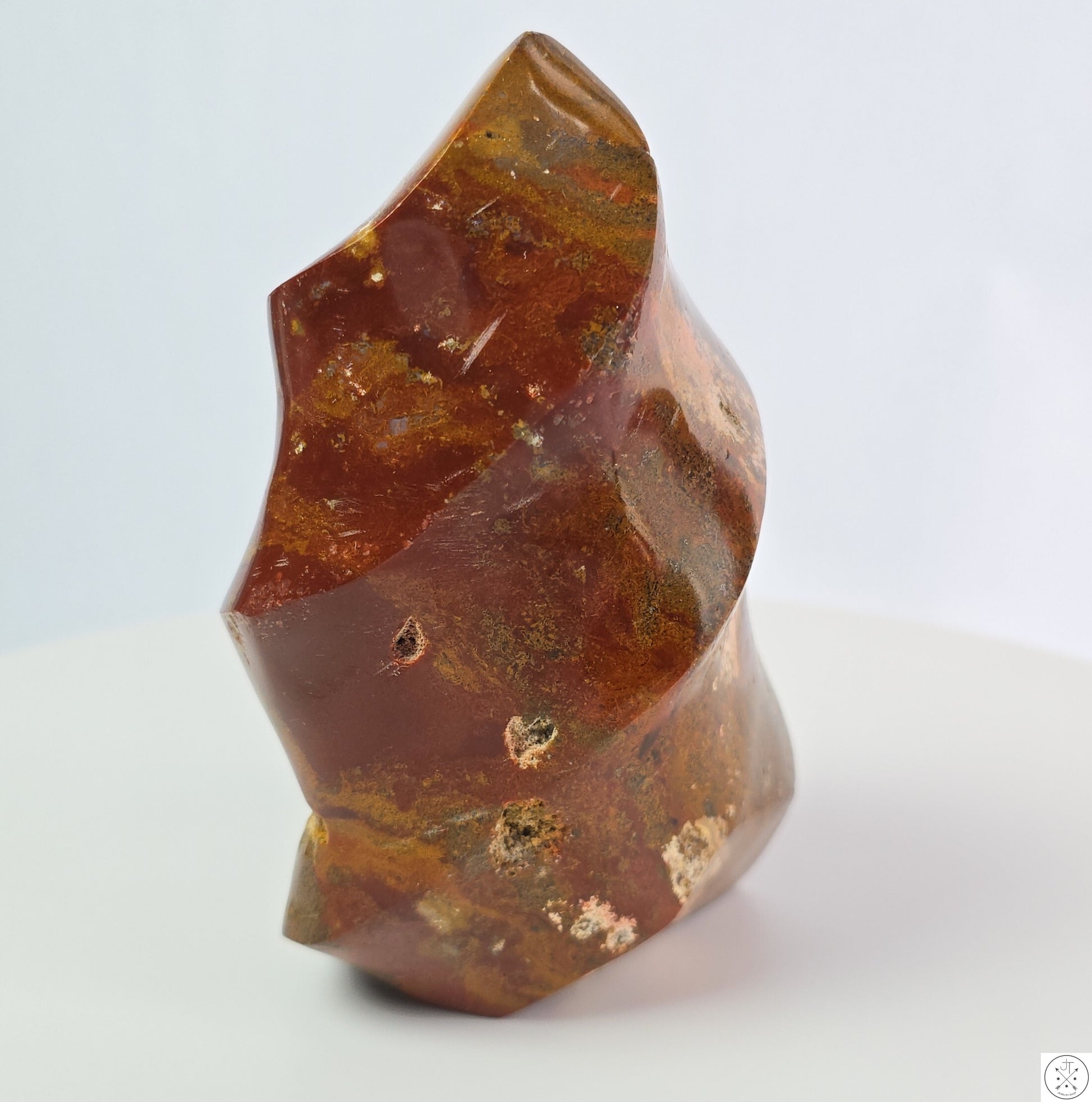 New 675 gram 5 1/4 inch Natural Red Jasper Flame 1.5 lb