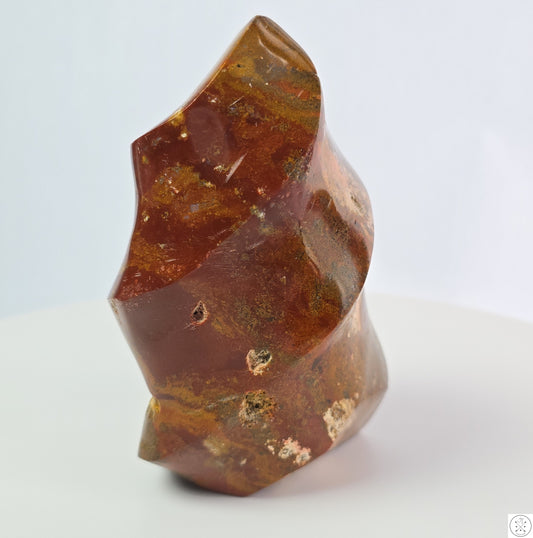 New 675 gram 5 1/4 inch Natural Red Jasper Flame 1.5 lb