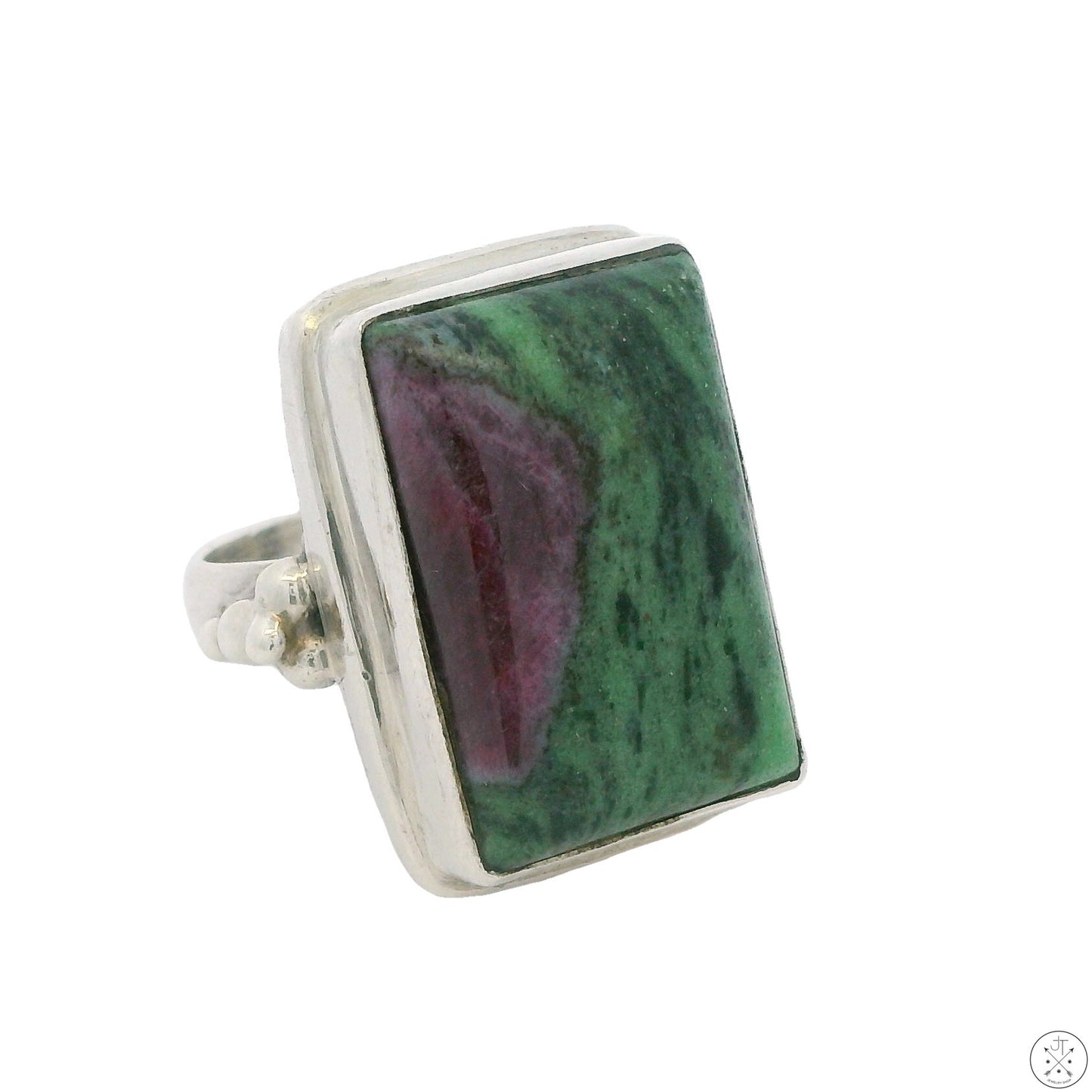 Vintage Sterling Silver Ring with Ruby in Zoisite Size 8 Rectangle