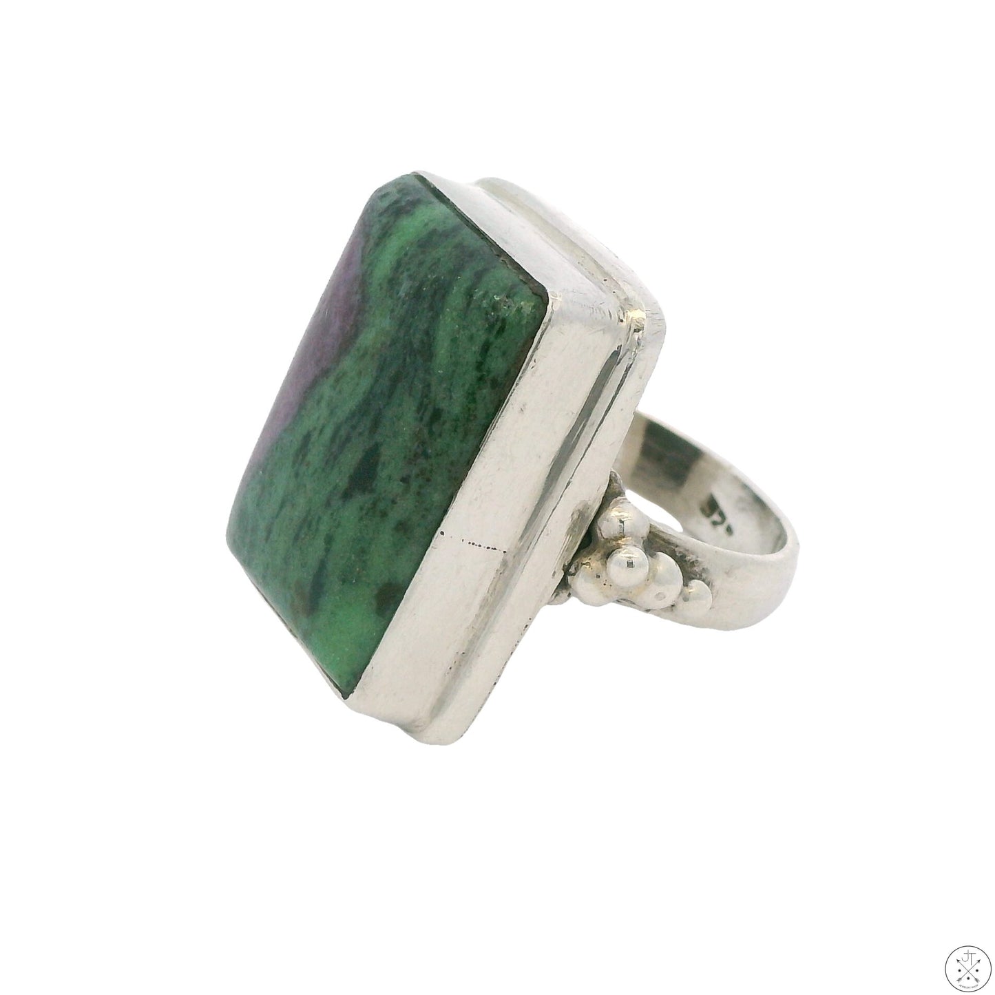 Vintage Sterling Silver Ring with Ruby in Zoisite Size 8 Rectangle